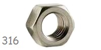 3/8"-24  Hex Nuts, UNF 316 Stainless,  1 ea